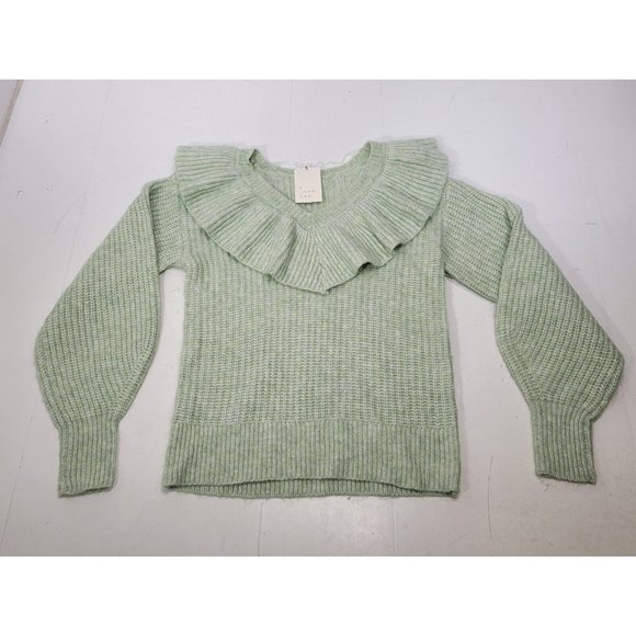 A New Day Mint Green V Neck Long Sleeve 